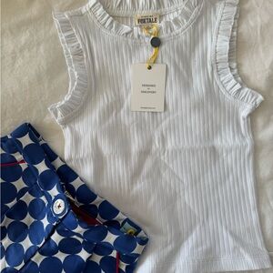 Finding Foxtale White Ribbed Ruffle Tank